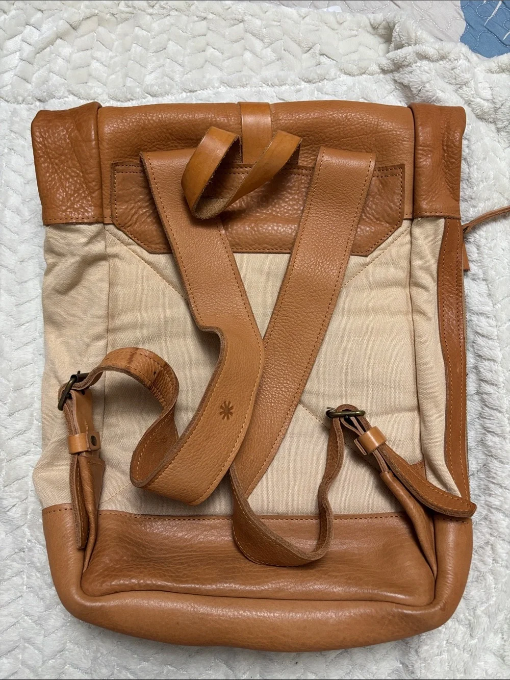 Canvas & Leather Two-Tone Tan Backpack